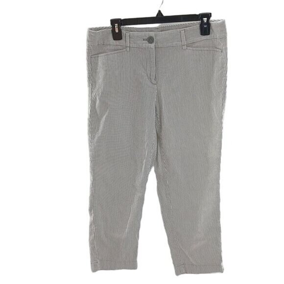 Ann Taylor Loft Pants Original Crop Gray Striped Womens Size 6 - Picture 1 of 7